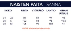 NAISTEN SINI-VALKO RUUDULLINEN PAITA 3029-42